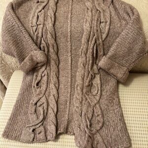 Hinge Taupe Cable Knit Cardigan